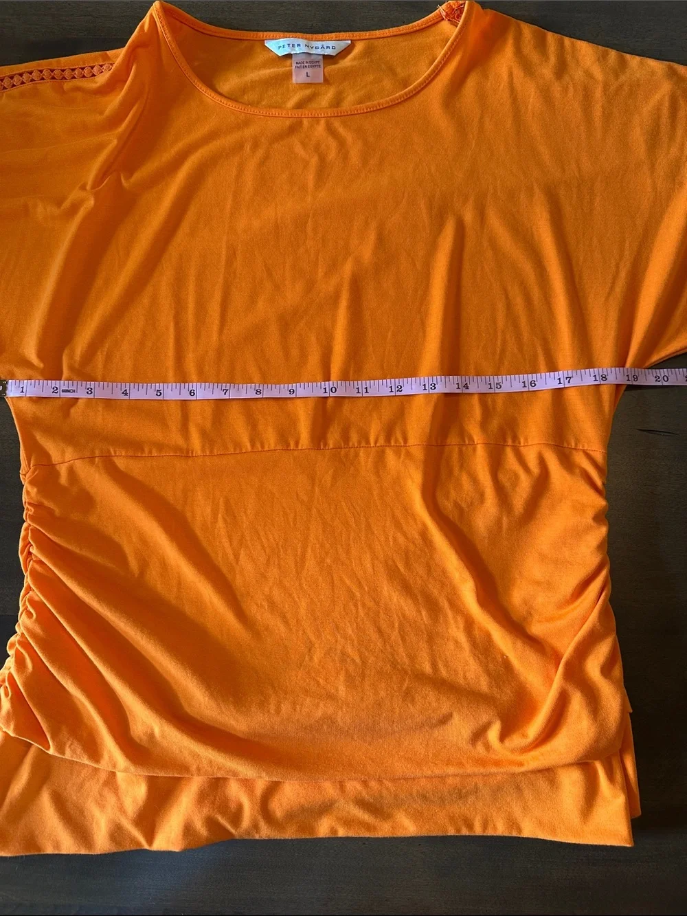Peter Nygard  Orange Short Sleeve Ruched Tunic Size L